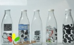 Glass milk bottle with decal 1000ml