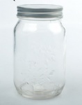 Glass jar ebossed flower design