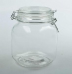 Square glass jar with clips 1000ml