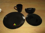 Black color stoneware dinner set