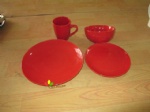 Stoneware round bowl red color