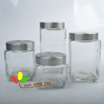 Glass square jar with metal lid set 4