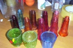 Glass candleholder and spice jar with color