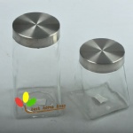 Unique glass square jar with metal lid