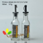 glass oil bottel with decal  185ml